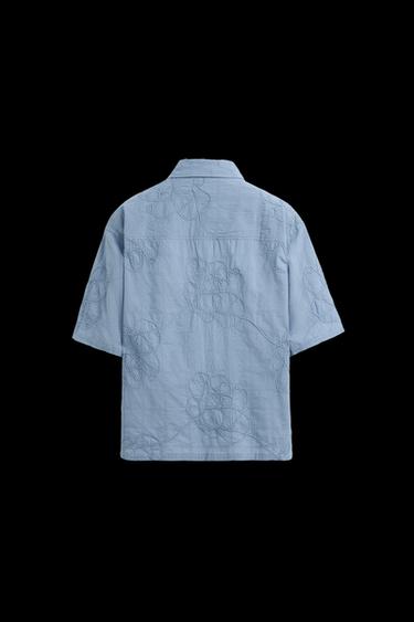 EMBROIDERED JACQUARD SHIRT - Light blue by Zara