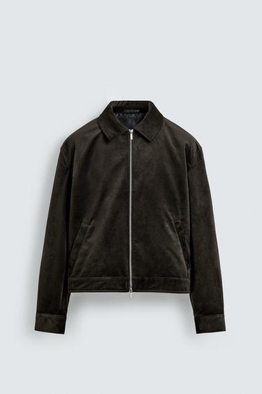TEXTURED VELVET OVERSHIRT - Brown by Zara