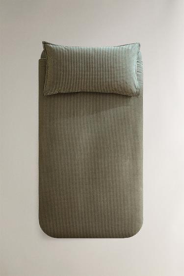 Zara CHILDREN'S GINGHAM FLANNEL DUVET COVER - Greenish