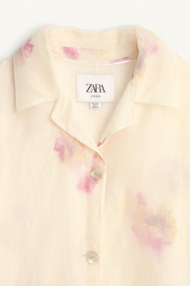 PRINTED SILK FROCK COAT - LIMITED EDITION - Oyster-white by Zara - Image 6