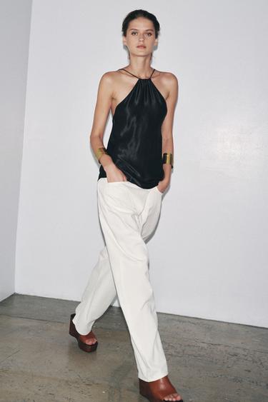 PANTALON PLI COTON ZW COLLECTION - Blanc de Zara - Image 4