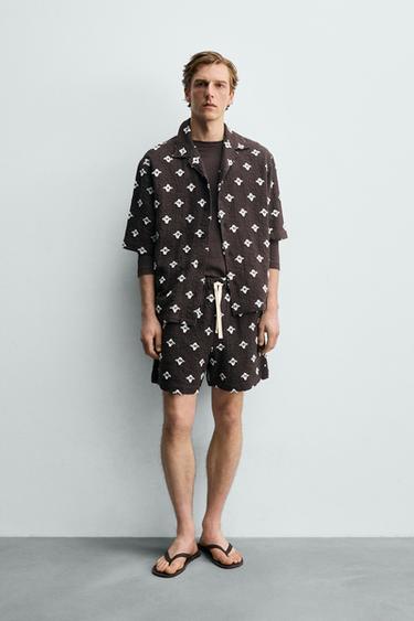 BERMUDA RELAXED FIT JACQUARD TEXTURA - Marrón / Topo de Zara