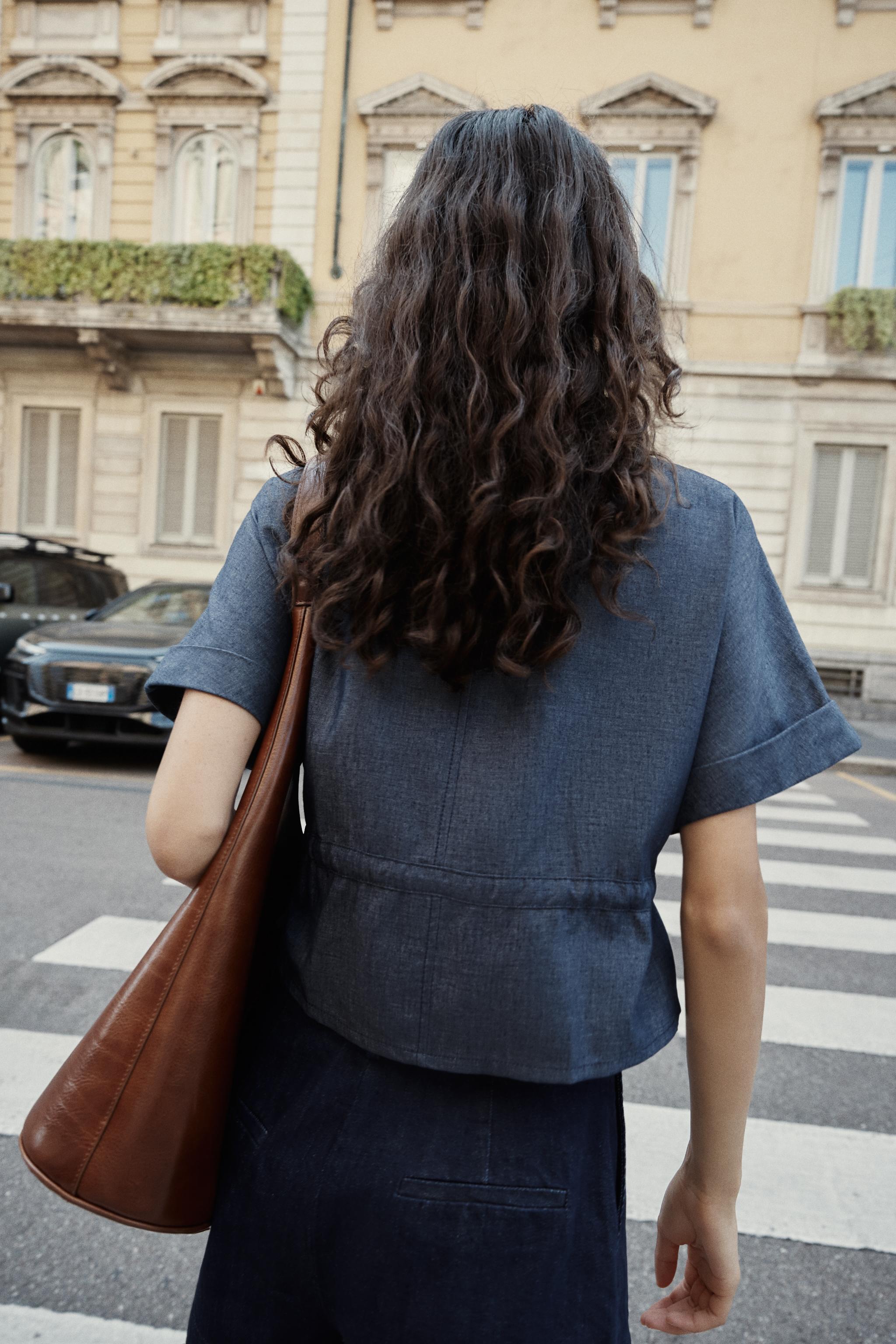 LINEN BLEND SHORT SLEEVE JACKET - Indigo | ZARA South Africa