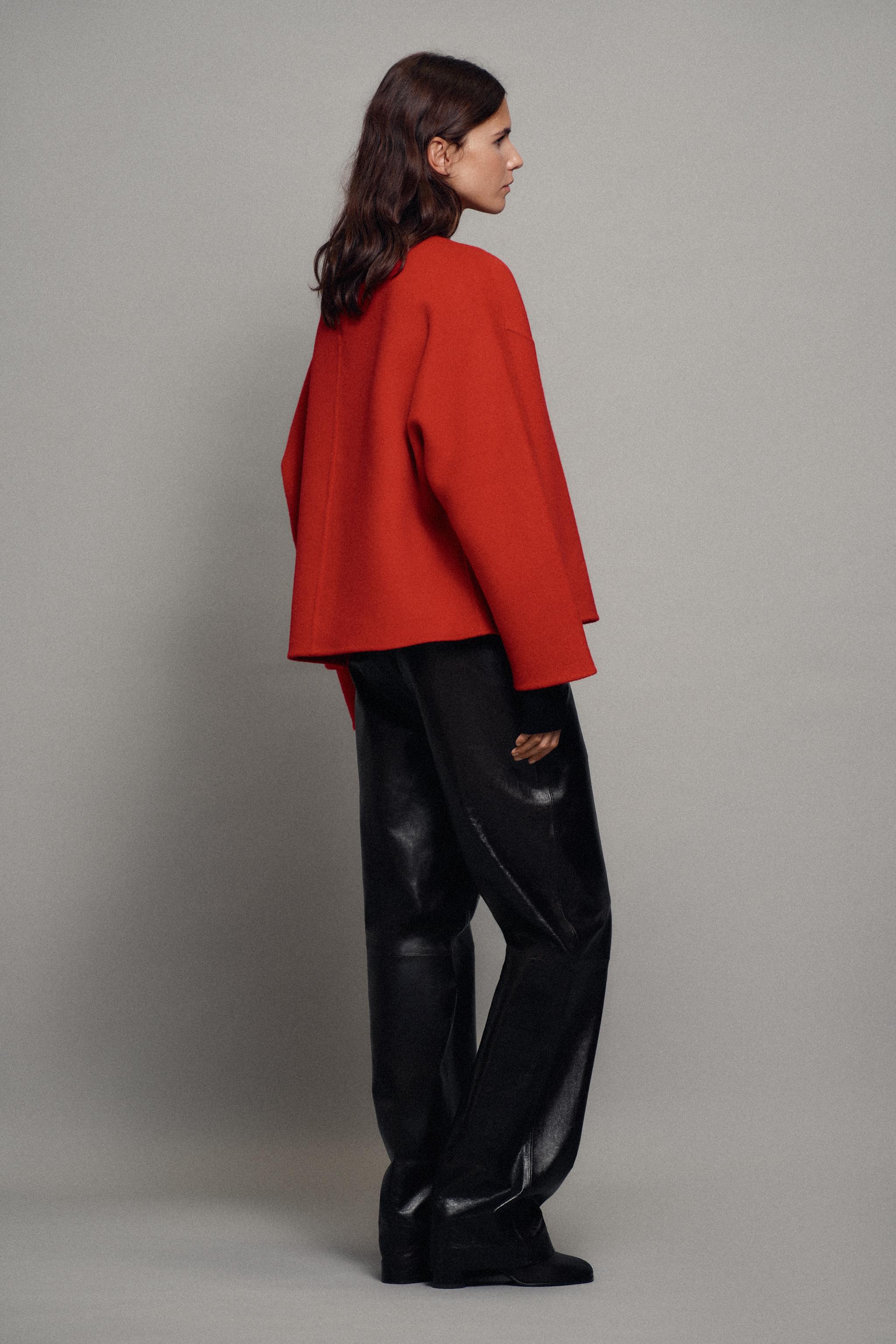 ZW COLLECTION ウール混ショートコート - レッド | ZARA Japan / 日本