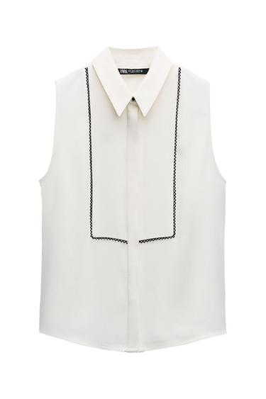 BLOUSE WITH LACE TRIM