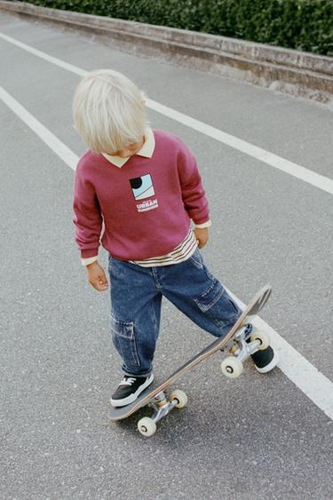 LOGO PRINT SWEATSHIRT - Burgundy by Zara