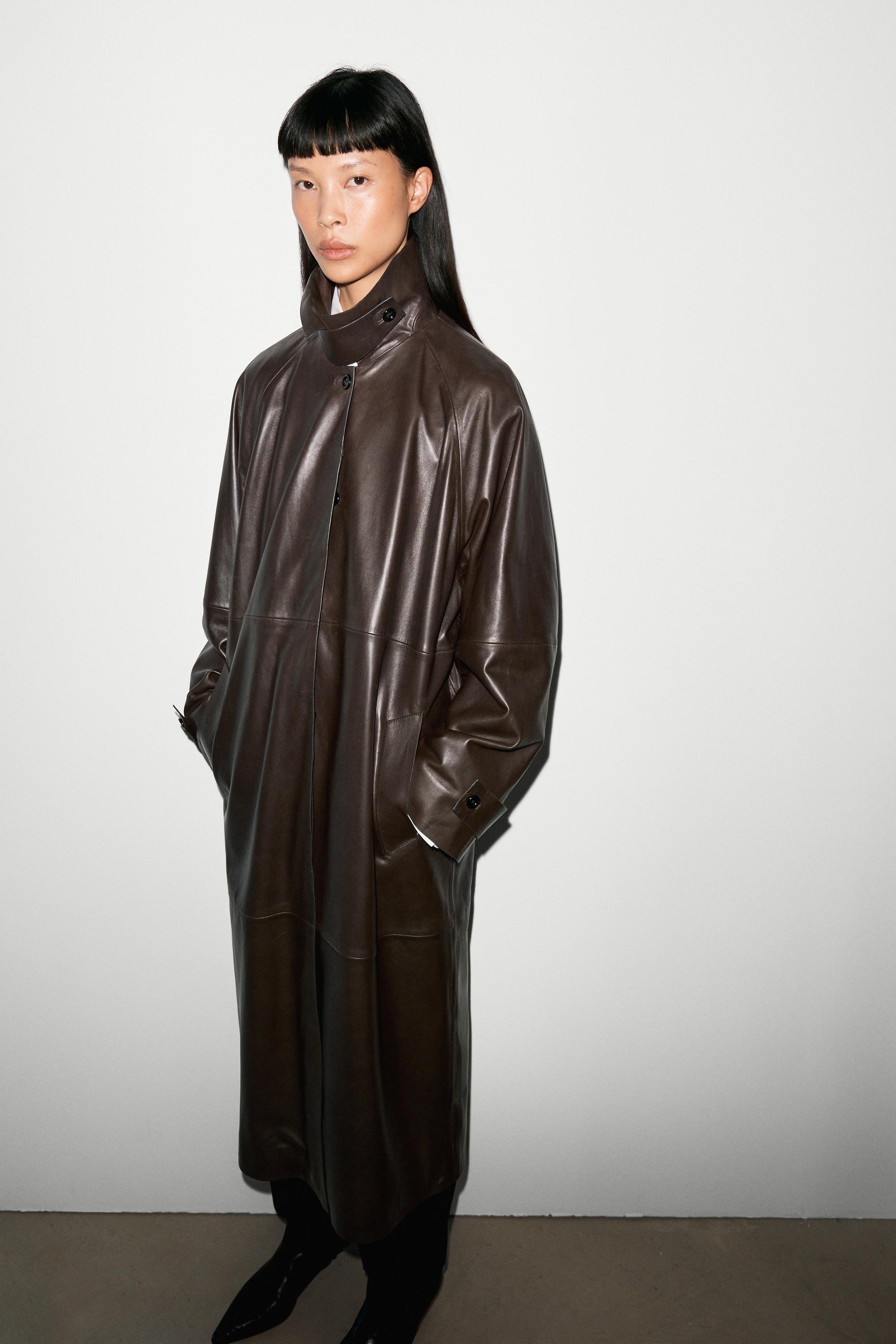 Long Nappa leather trench coat