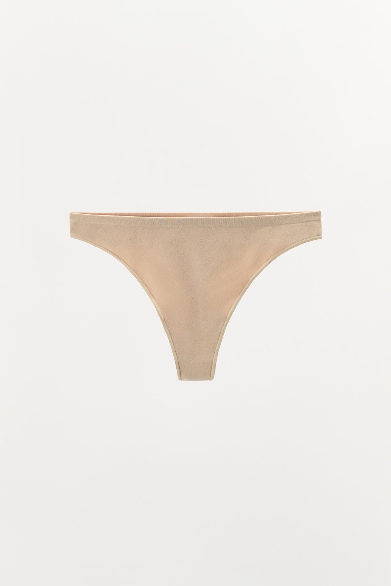 SEAMLESS SOLID THONG — Beige-pink