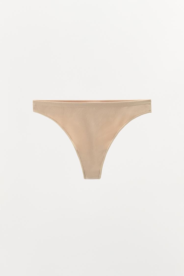 SEAMLESS SOLID THONG — Beige-pink