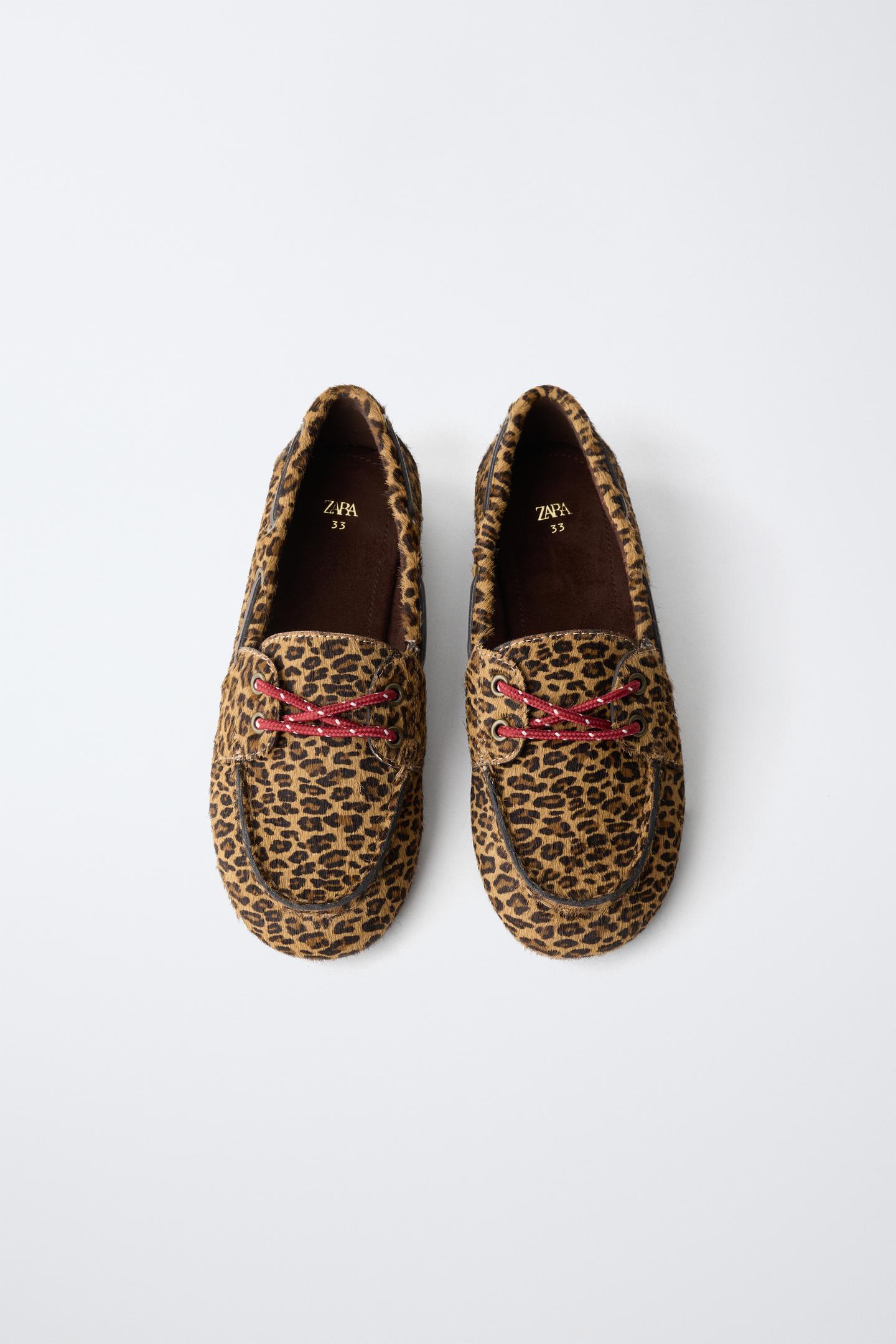 Детские мокасины Zara Leopard Print Leather, цвет: Коричневый — фото 4
