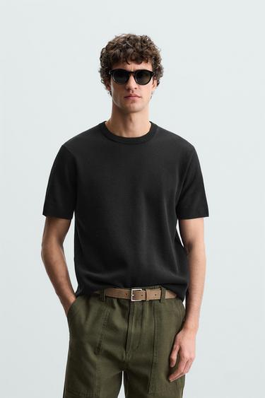 CAMISETA PUNTO RELAXED FIT - Negro de Zara