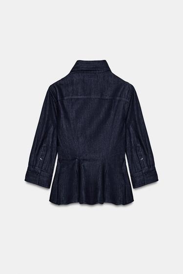 ZW COLLECTION DENIM PEPLUM SHIRT - Blue by Zara - Image 6