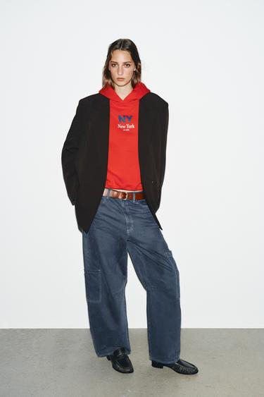 Zara OVERSIZED DOUBLE BREASTED BLAZER - Dark eggplant