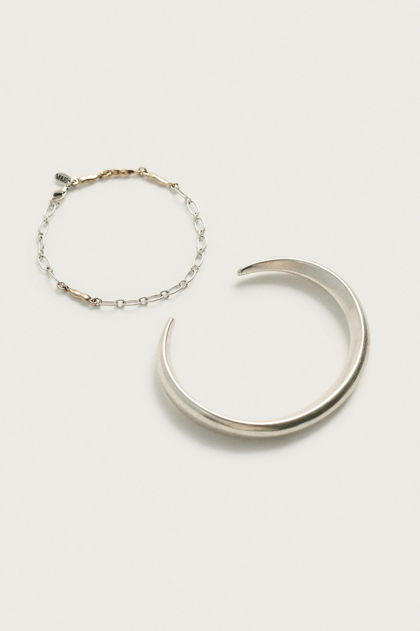 Мужские браслеты Zara 2-PACK Metallic, цвет: Серебряный — фото 4