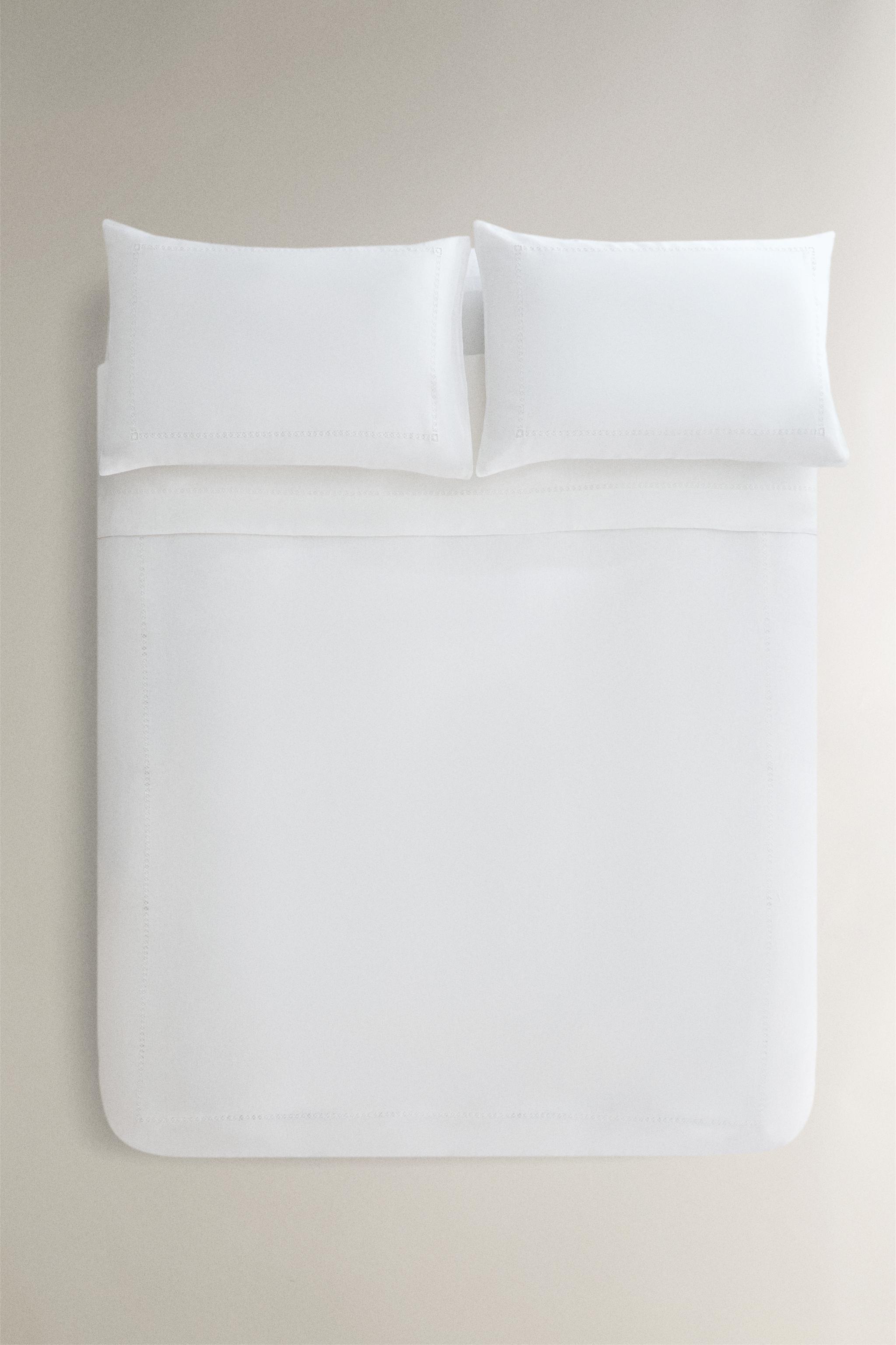 LINEN HEMSTITCHED DUVET COVER — White