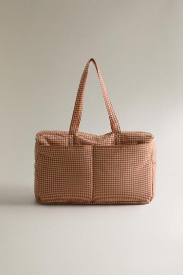 GINGHAM COTTON MATERNITY BAG - برتقالي داكن الخاص بـ Zara - صورة 0