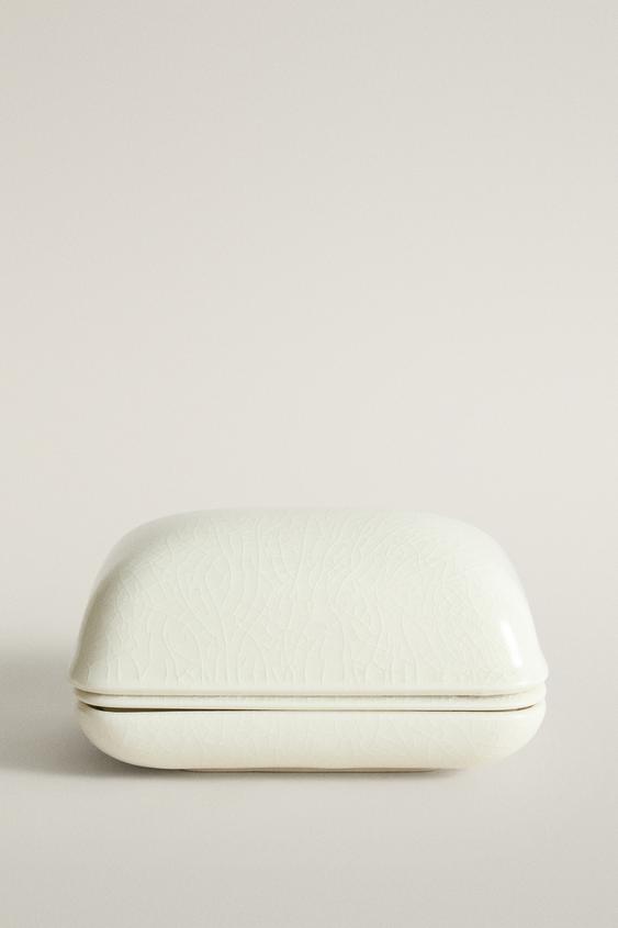CERAMIC BATHROOM SOAP DISH WITH LID - Cream by Zara - Image 0