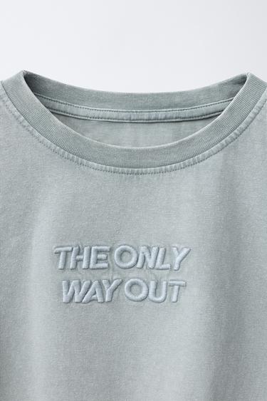 6-14 AÑOS/ PIJAMA EFECTO LAVADO TEXTO BORDADO - Gris de Zara