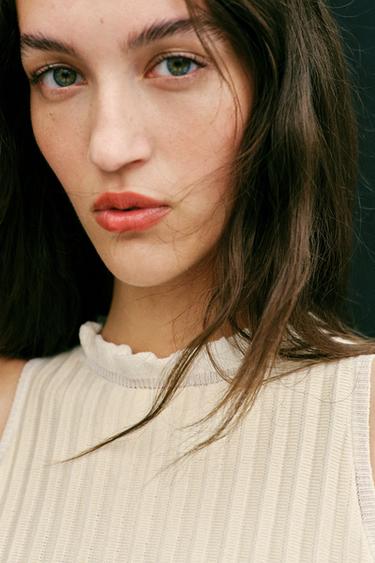 TOP CÔTELÉ EN MAILLE PÉPLUM - Écru de Zara - Image 3