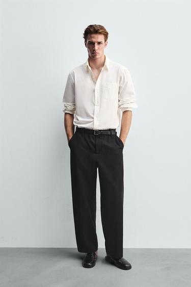 LYOCELL-COTTON BALLOON FIT TROUSERS - Black by Zara - Image 0
