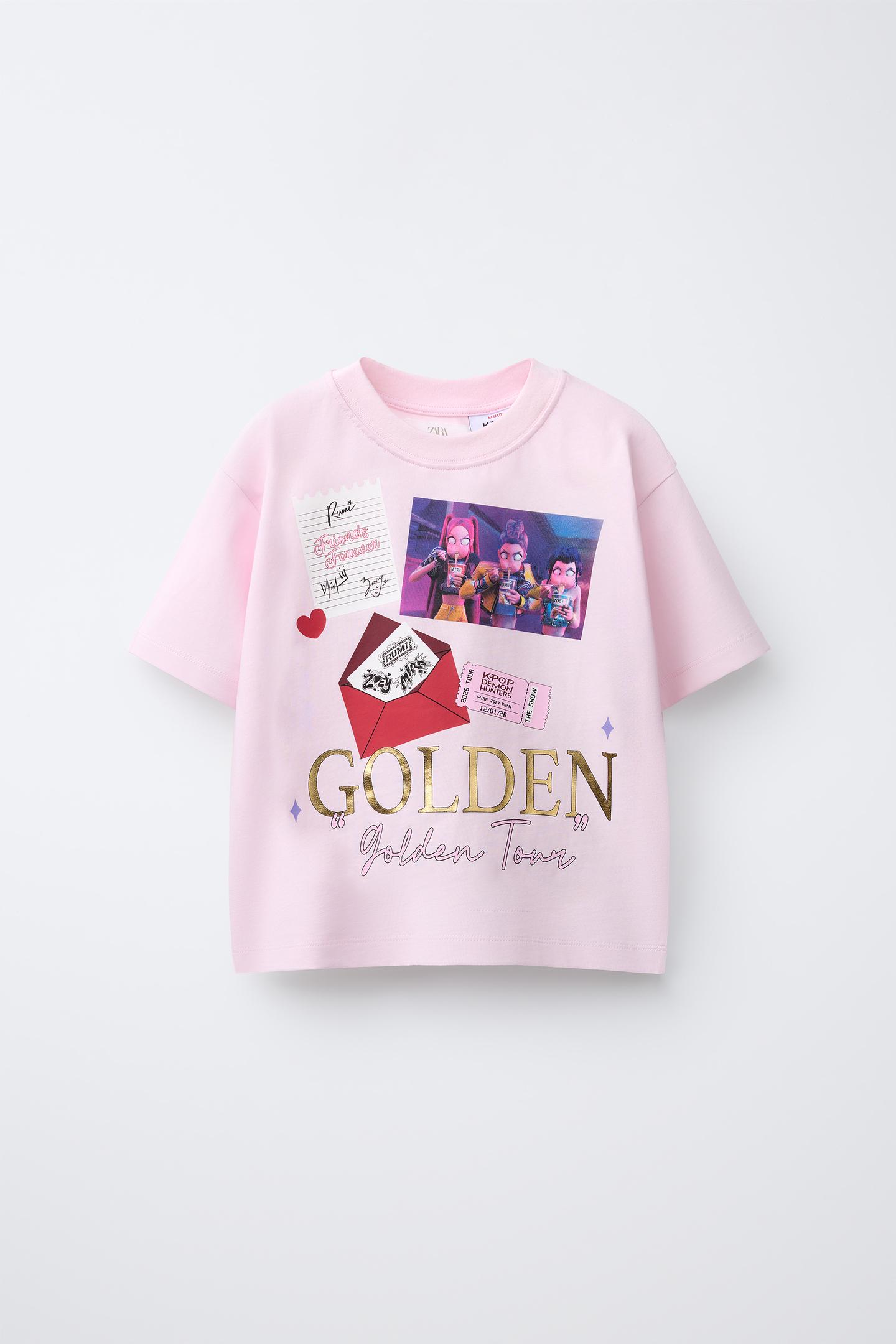 Детская футболка Zara Kpop Demon Hunters™ Netflix © T-SHIRT, цвет: Розовый — фото 1