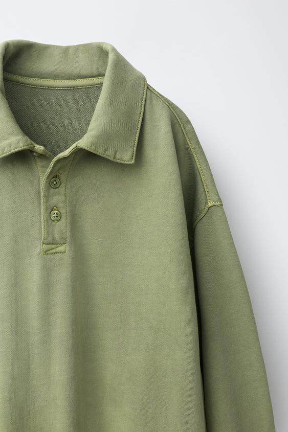 ENSEMBLE SWEAT POLO ET PANTALON DE JOGGING GARMENT DYE - Vert de Zara - Image 5