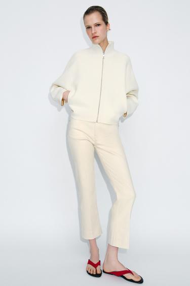 ZW COLLECTION BOOTCUT MID-WAIST JEANS - Ecru by Zara