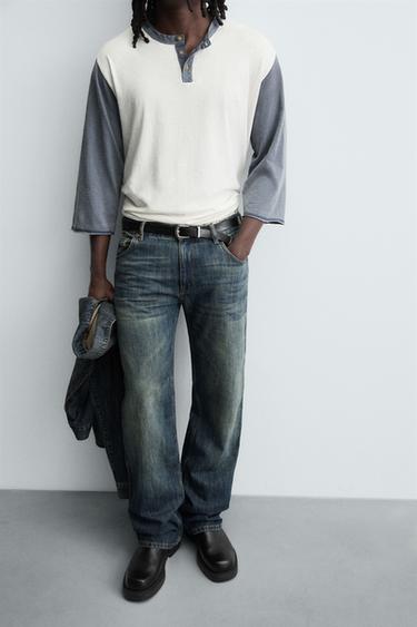 JEAN ÉVASÉ TAILLE BASSE - Bleu / Vert de Zara - Image 4