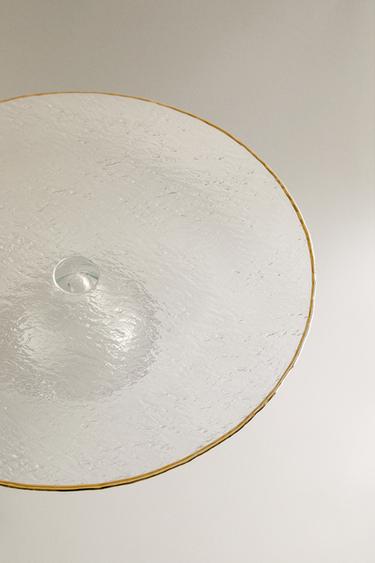 RAISED GLASS SERVING DISH WITH GOLD RIM - Transparent by Zara - Image 2