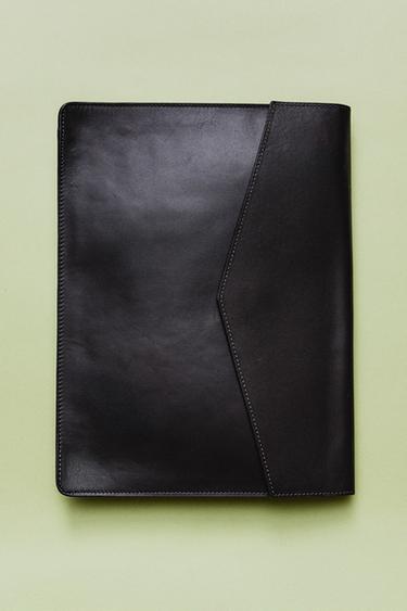 LEATHER DOCUMENT FOLDER - Brown / Green by Zara