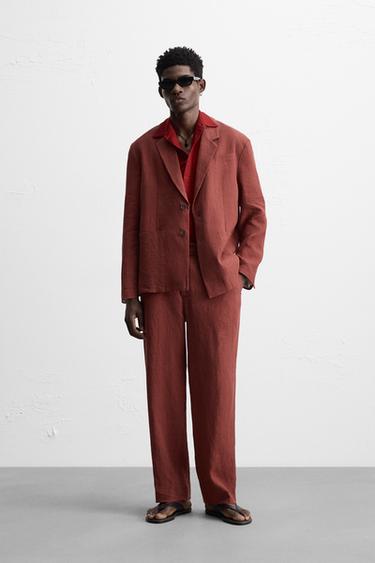 Zara 100% LINEN SUIT - Gray / Tan