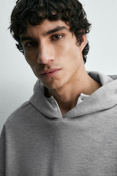 SWEAT À CAPUCHE ET PIÈCE - Gris chiné de Zara - Image 5