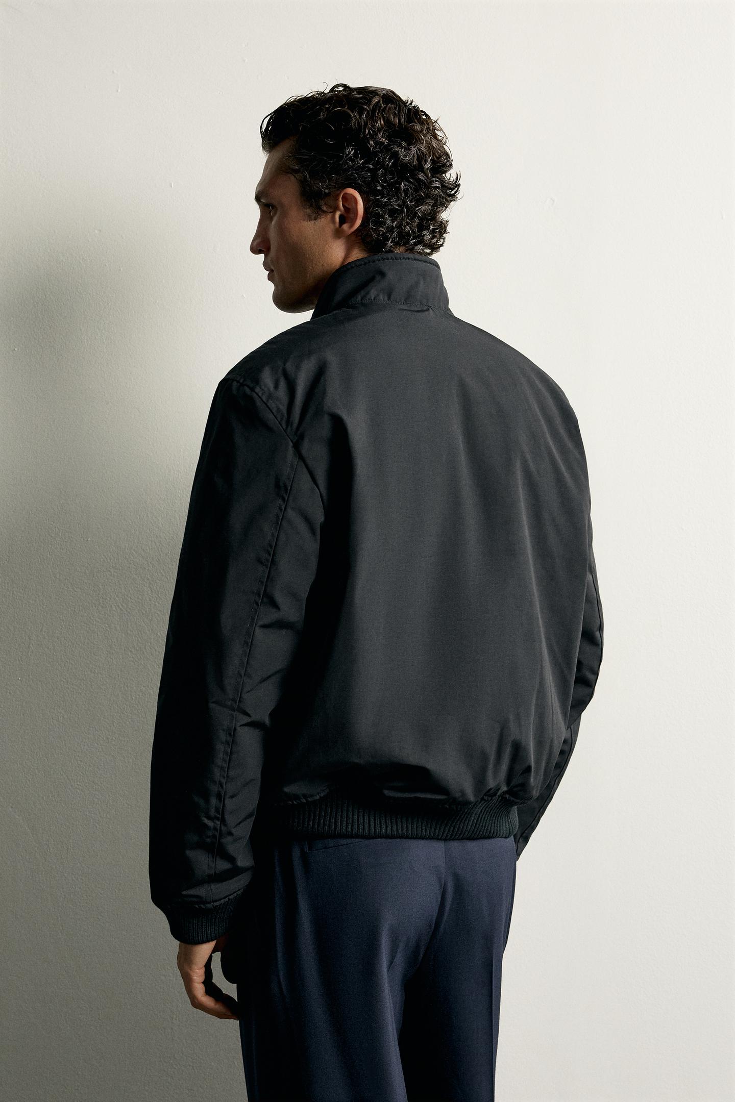 Мужская куртка Zara Quilted Regular Fit Bomber, цвет: Чёрный — фото 3