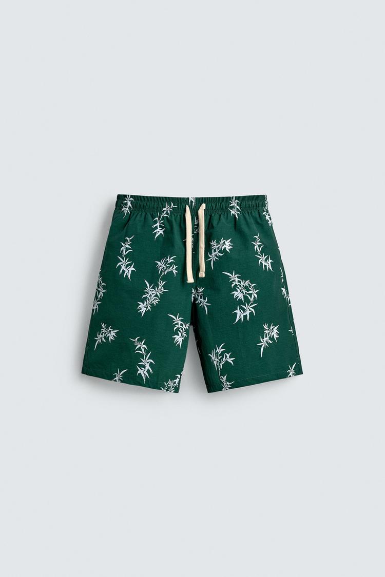 ZARA LONG LEAF PRINT SWIMMING TRUNKS