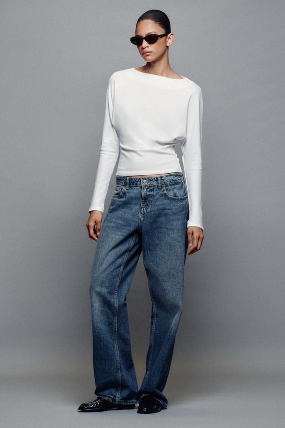 PLAYERA ENTALLADA MANGA LARGA - Blanco de Zara - Imagen 0