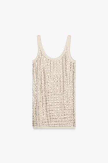 ZW COLLECTION SEQUINNED MINI DRESS - pink gold by Zara - Image 4