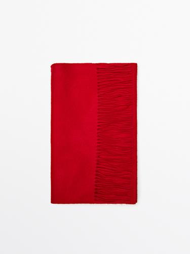 Bufanda flecos 100% cashmere - Rojo de Zara
