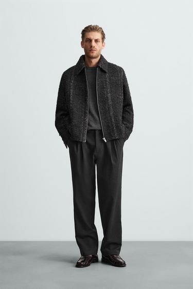 STRIPED TEXTURED OVERSHIRT - Dark grey by Zara - Image 0