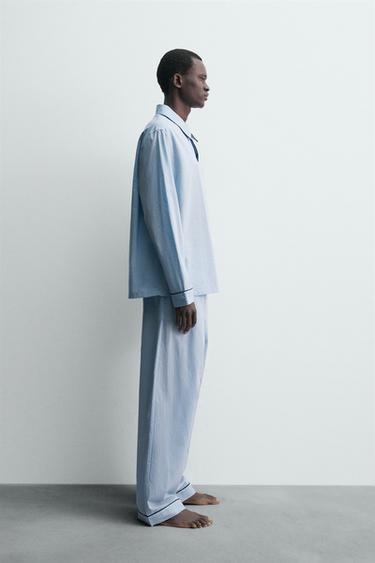 PANTALON DE PYJAMA JACQUARD - Bleu ciel de Zara - Image 3