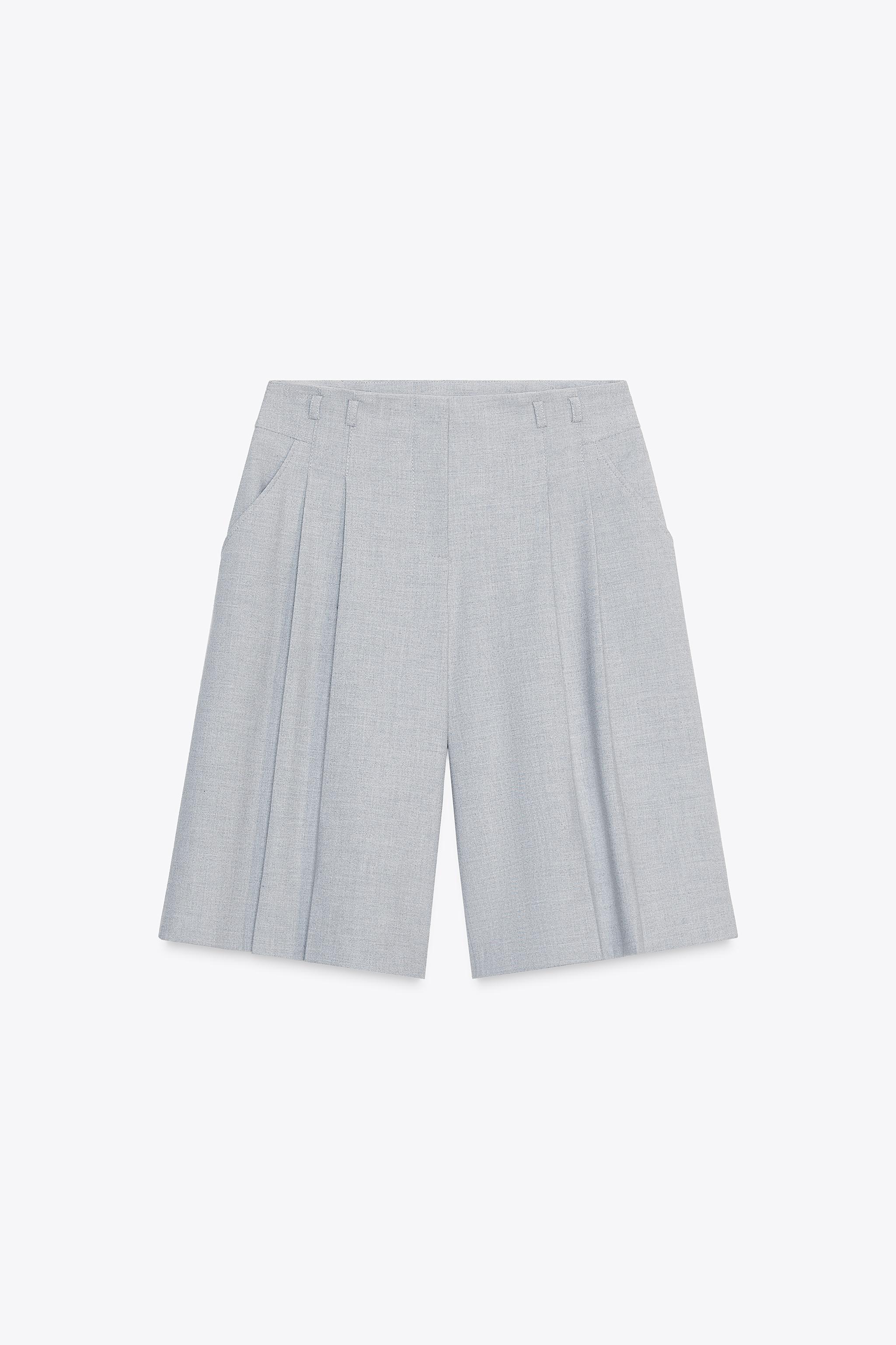 ZARA　ビスコーズロングバミューダショーツ　Sサイズ　ピンク ZARAビスコーズロングバミューダショーツSサイズピンク