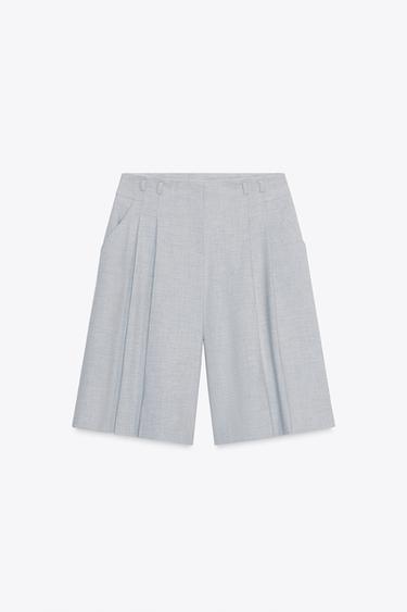 LONG BERMUDA SHORTS WITH PLEATS - Grey by Zara