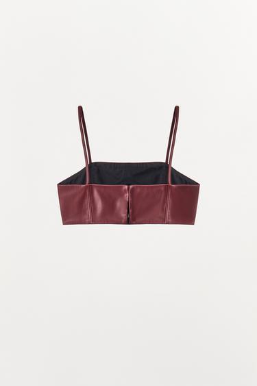FAUX LEATHER STRAPPY BRALETTE - Burgundy by Zara - Image 5