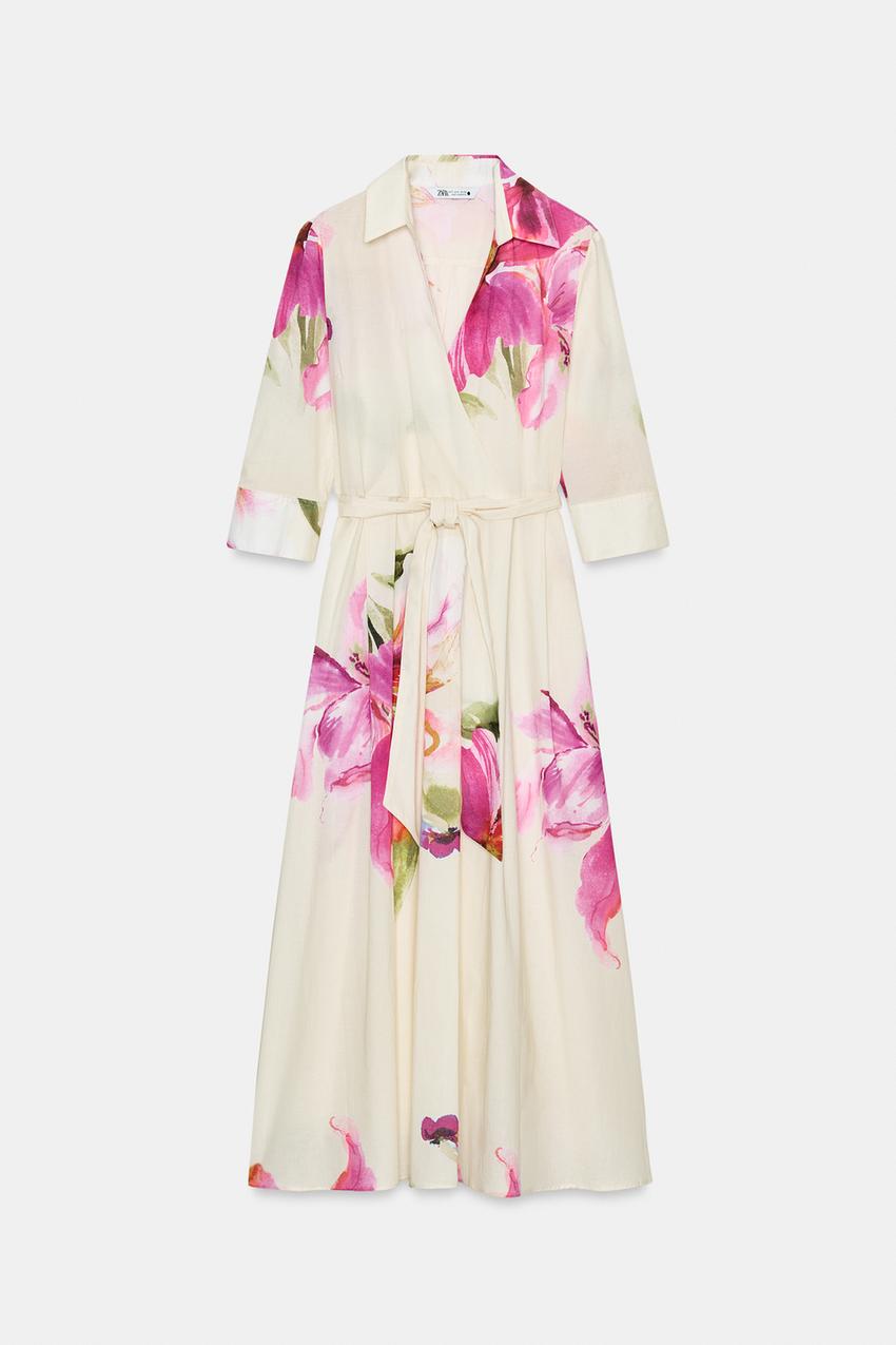 ZW COLLECTION FLORAL PRINT MIDI DRESS - Multicoloured | ZARA Saudi Arabia ZW COLLECTION FLORAL PRINT MIDI DRESS - Multicoloured | ZARA Saudi Arabia