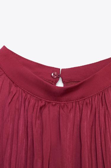 Zara WRINKLE EFFECT PLEATED MIDI DRESS - Fuchsia