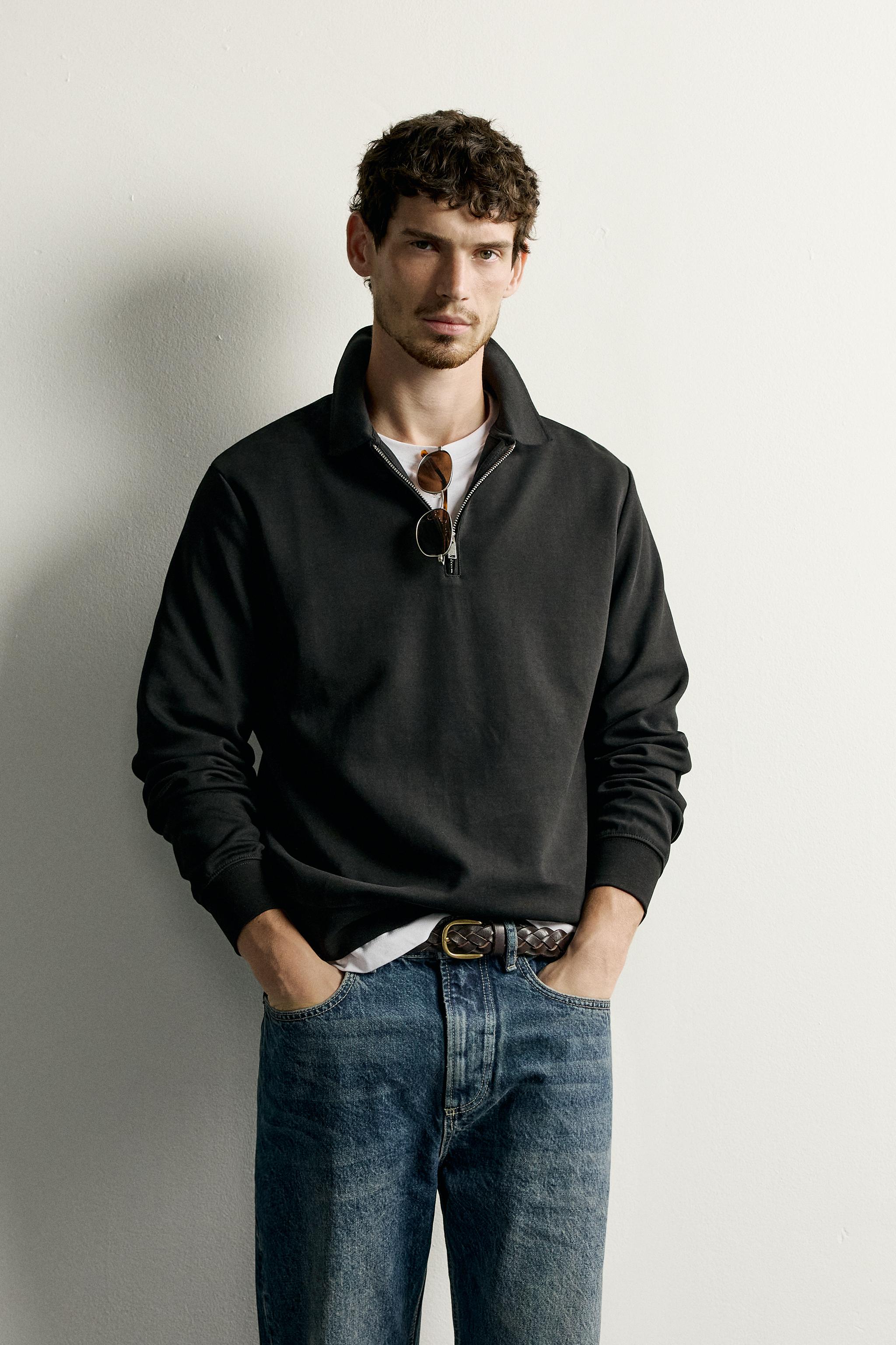 Мужские худи Zara ZIP-UP INTERLOCK POLO SWEATSHIRT — фото 2