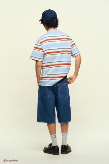 BUTTERBEAR © PRINT STRIPED POLO SHIRT - Sky blue by Zara