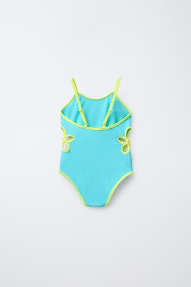 AGES 6-14/ STRUCTURED CUT-OUT SWIMSUIT - Turquoise by Zara - Image 1