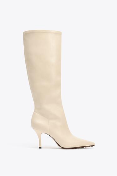 Zara HEELED BOOTS - White