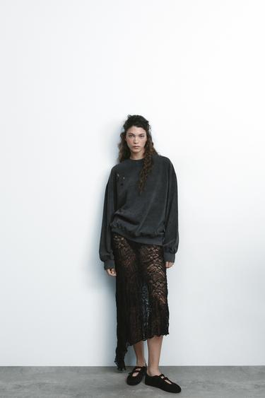 ASYMMETRIC LACE SKIRT - Black by Zara - Image 0
