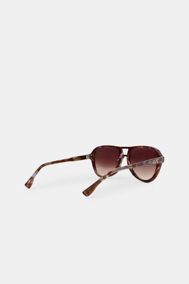 LUNETTES DE SOLEIL AVIATEUR EN ACÉTATE - Marron clair de Zara - Image 4